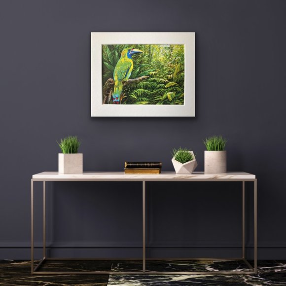8x10" Colombia Cafe Quindio Art Print (w/mat): Green Tucan - HOME - Picture 5 of 6